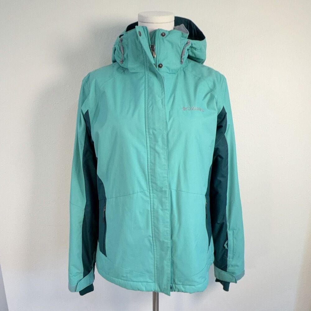 Columbia Omni-Tech Ski Jacket Women’s M Teal Waterproof Hooded Snowboarding